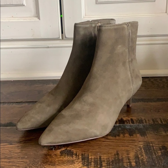 Fiona Kitten Heel Ankle Boots Suede Ab1 